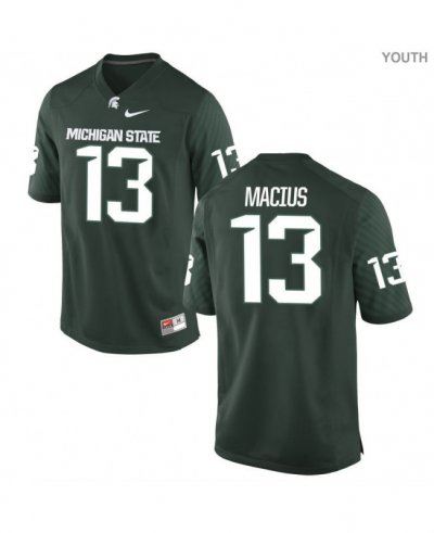 Youth Michigan State Spartans NCAA #13 Mickey Macius Green Authentic Nike Stitched College Football Jersey OB32R76ES